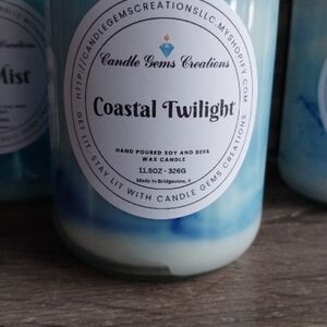 Candle Gems Creations "Coastal Twilight" Blue Ombre Soy Candle
